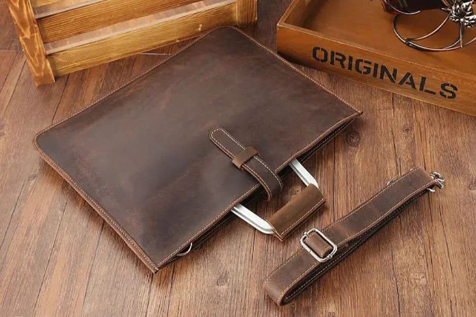 Чоловіча шкіряна папка-портфель з металевими ручками tid14121З Tiding — 4