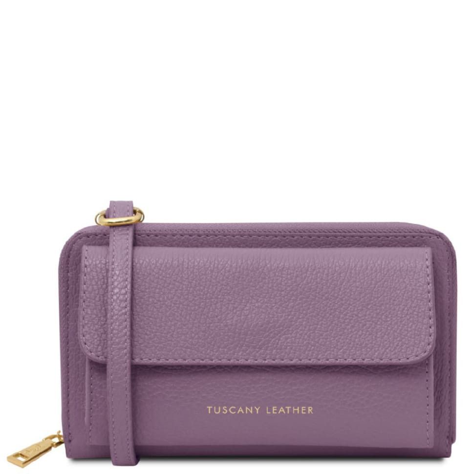 Кожаный  кошелек, сумка для телефона Urania Tuscany Leather TL142433 (Лиловый)