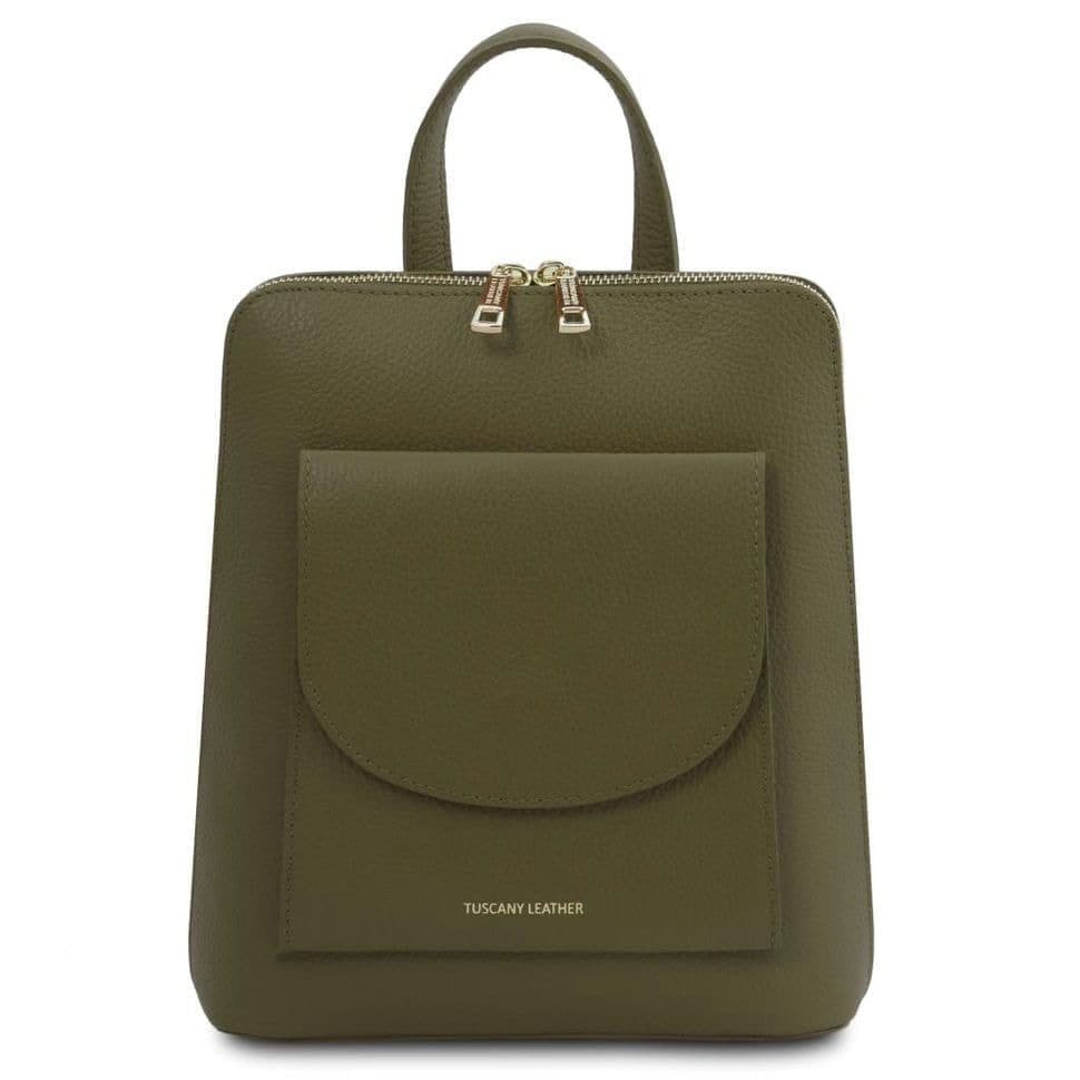 Невеликий жіночий шкіряний рюкзак Італія Tuscany TL142092 (Forest Green) — 2