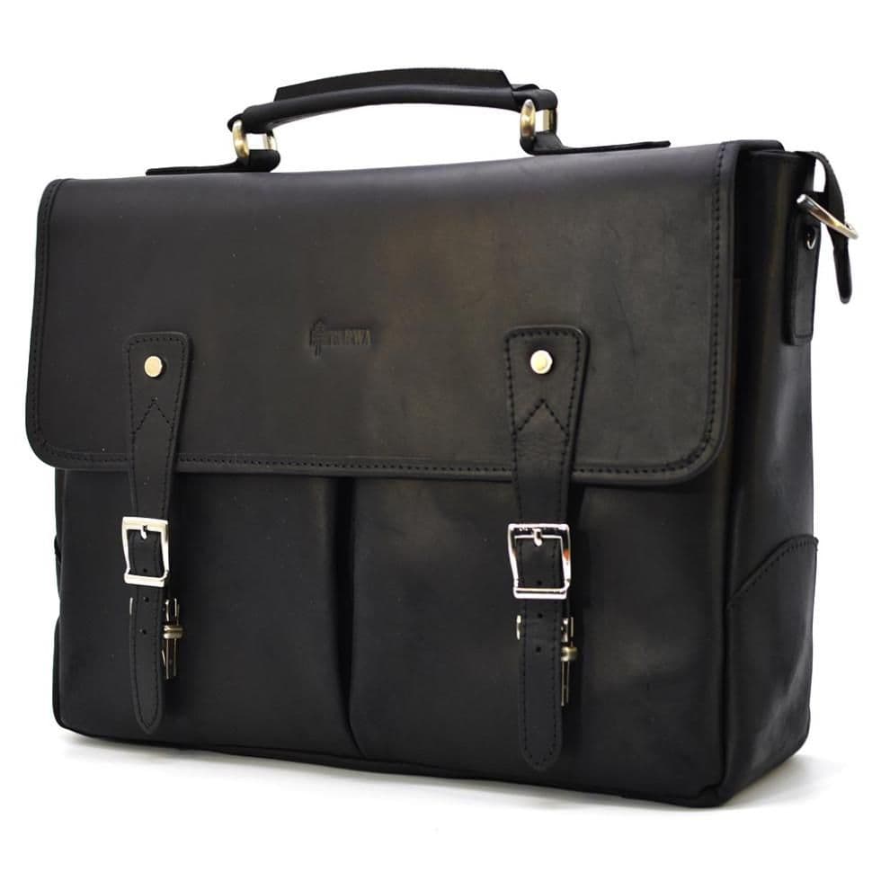 Черный мужской портфель из натуральной кожи RA-3960-4lx TARWA — 3