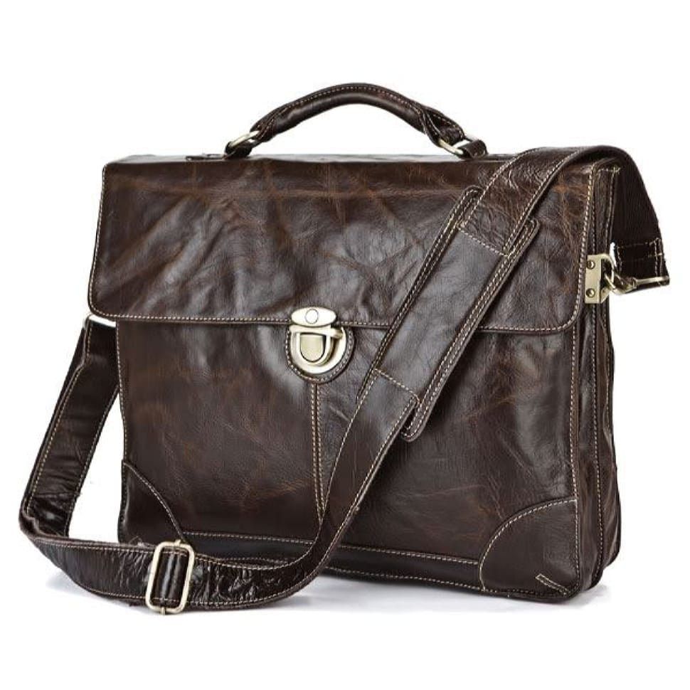 Кожаный портфель мужской, бриф, slim-дизайн 7091Q John McDee