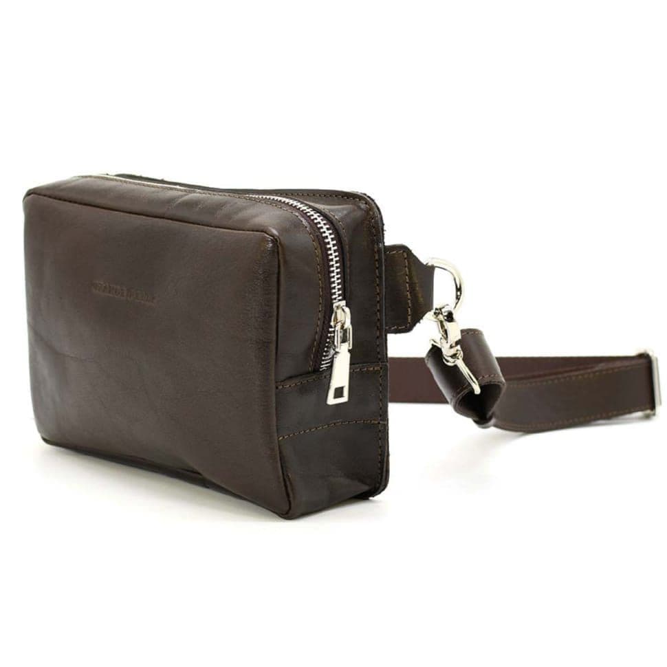 Шкіряна поясна сумка Grande Pelle 740420 кавова — 4