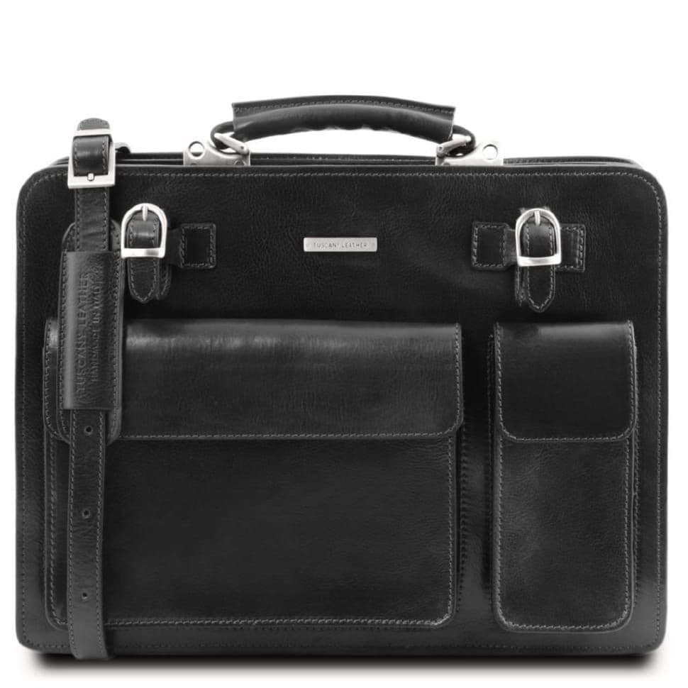 Мужской кожаный портфель 2 отделения Tuscany Leather Venezia TL141268 (Черный) — 2