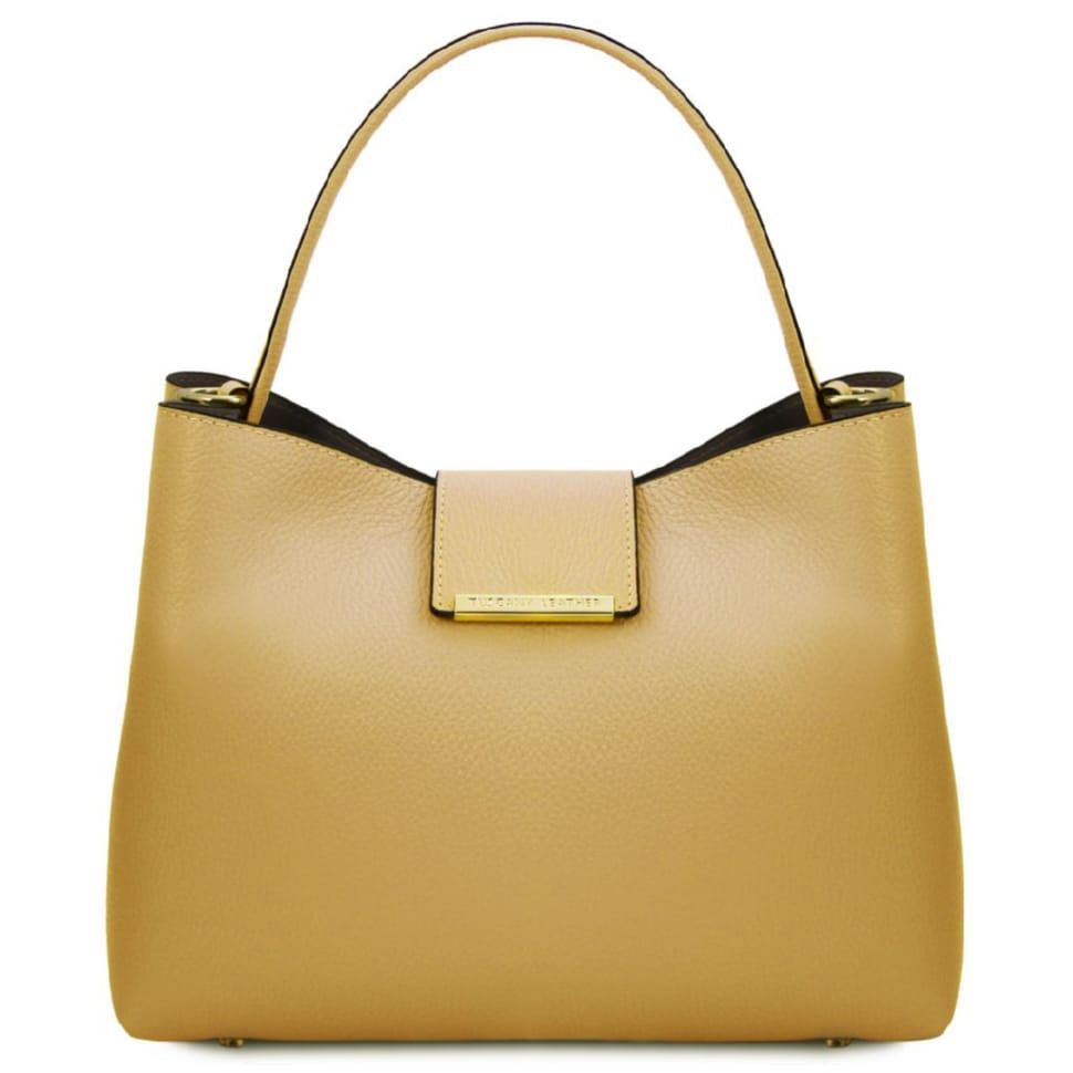 Кожаная женская сумка Tuscany TL142356 (Pastel yellow)