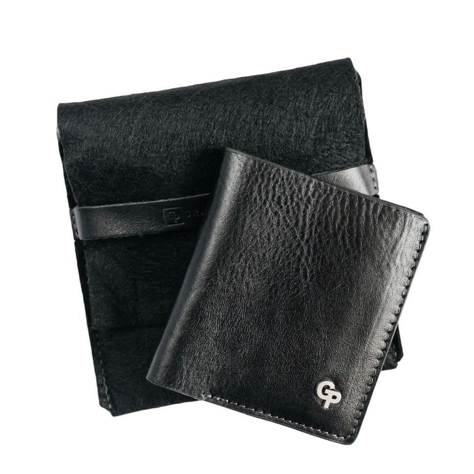 Мужское кожаное портмоне бифолд с монетницей Grande Pelle 528610 черное — 4