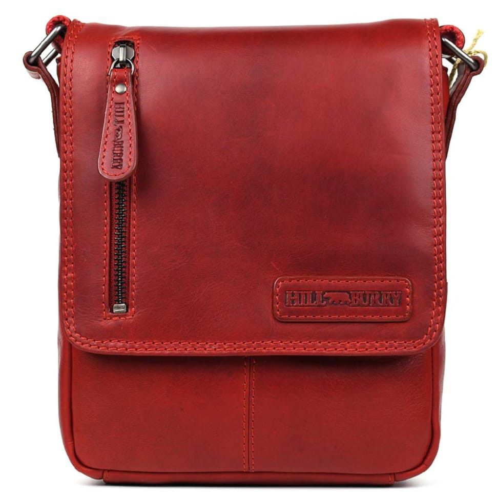 Мужской кожаный красный мессенджер HILL BURRY HB3069sR