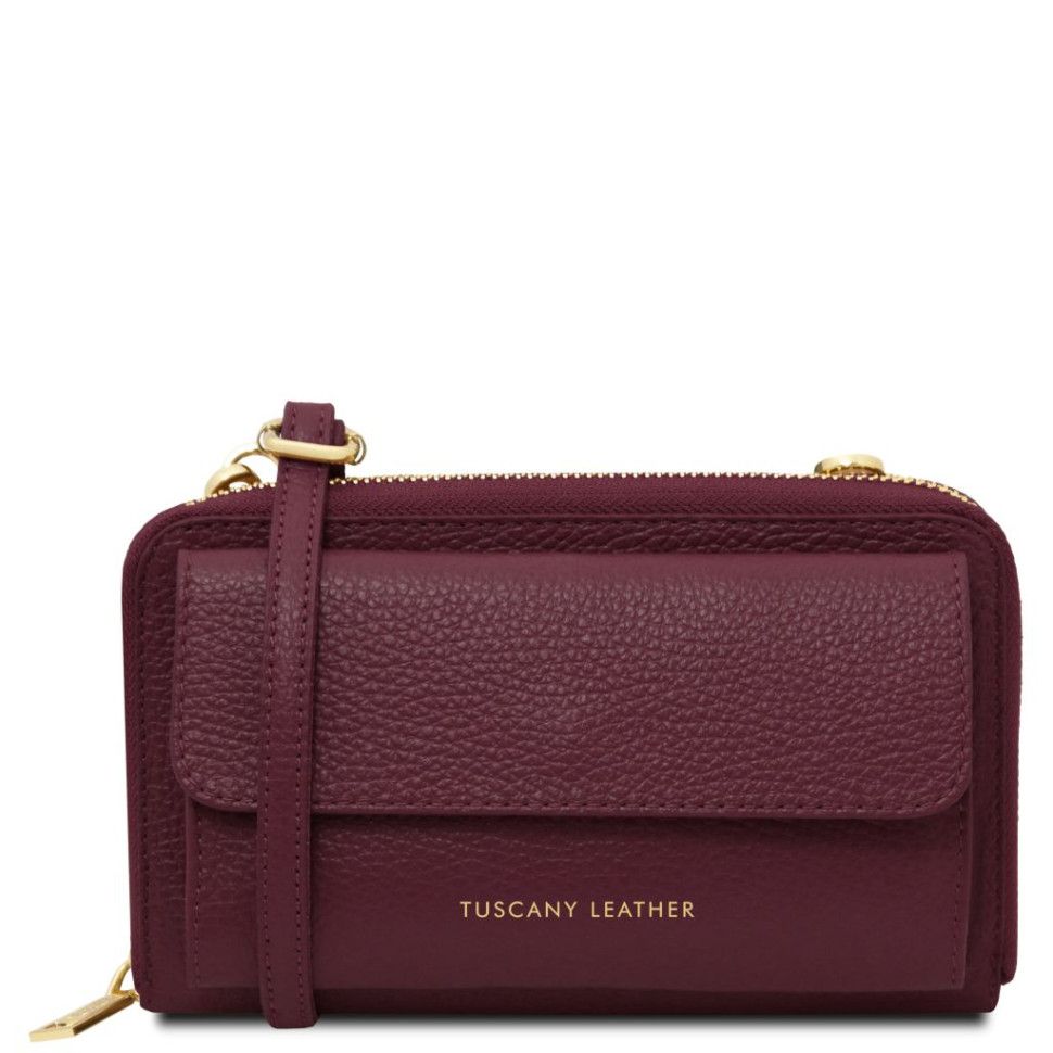 Кожаный  кошелек, сумка для телефона Urania Tuscany Leather TL142433 (Bordeaux)