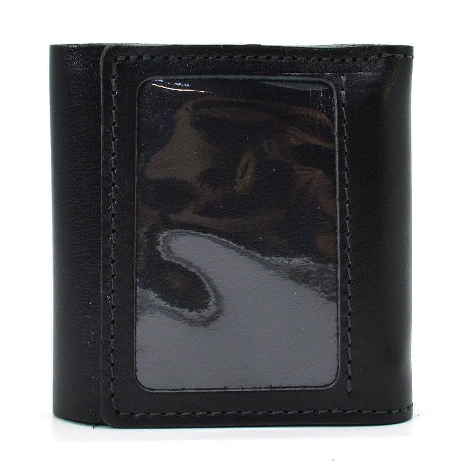 Кожаное портмоне черное глянцевое Grande Pelle 910610 с монетницей — 3