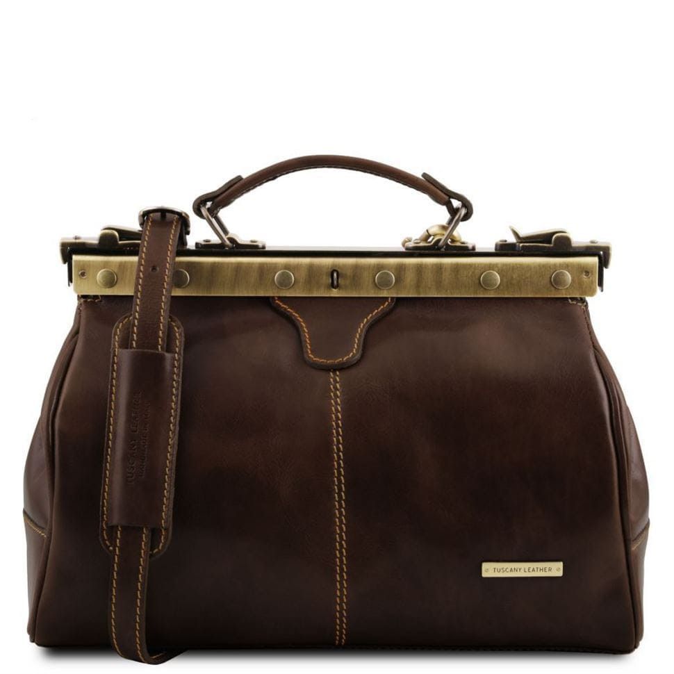 Кожаная сумка саквояж Tuscany Leather Michelangelo TL10038 (Темно-коричневый)