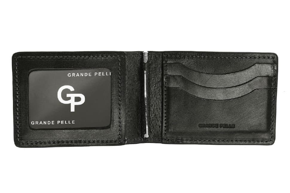 Затискач Grande Pelle 107610 глянсова шкіра чорний — 3