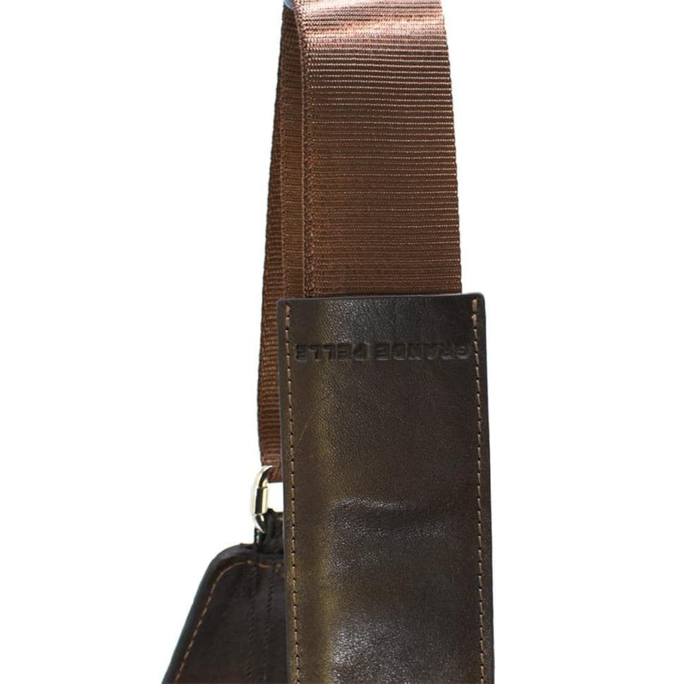 Шкіряна Нагрудна сумка слінг Grande Pelle 723620 — 4