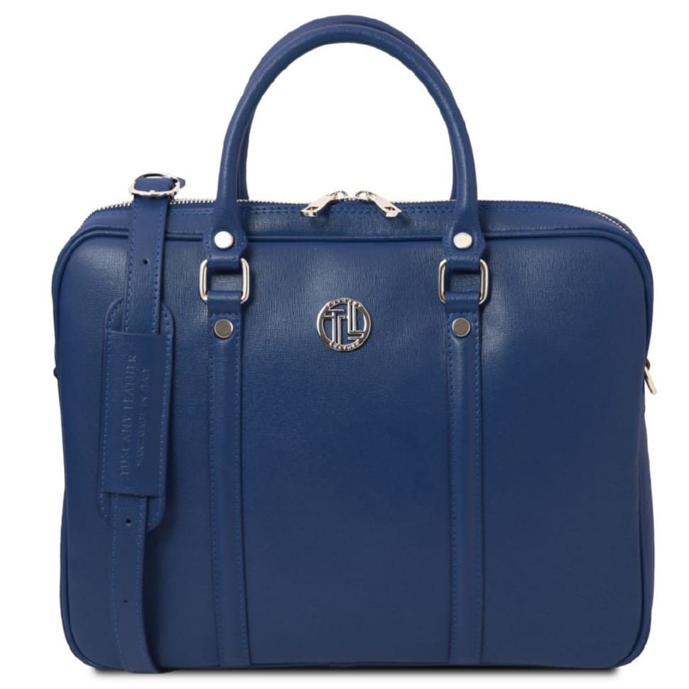 Экслюзивный портфель для ноутбука из сафьяновой кожи Prato Tuscany TL142453 (Темно-синий)