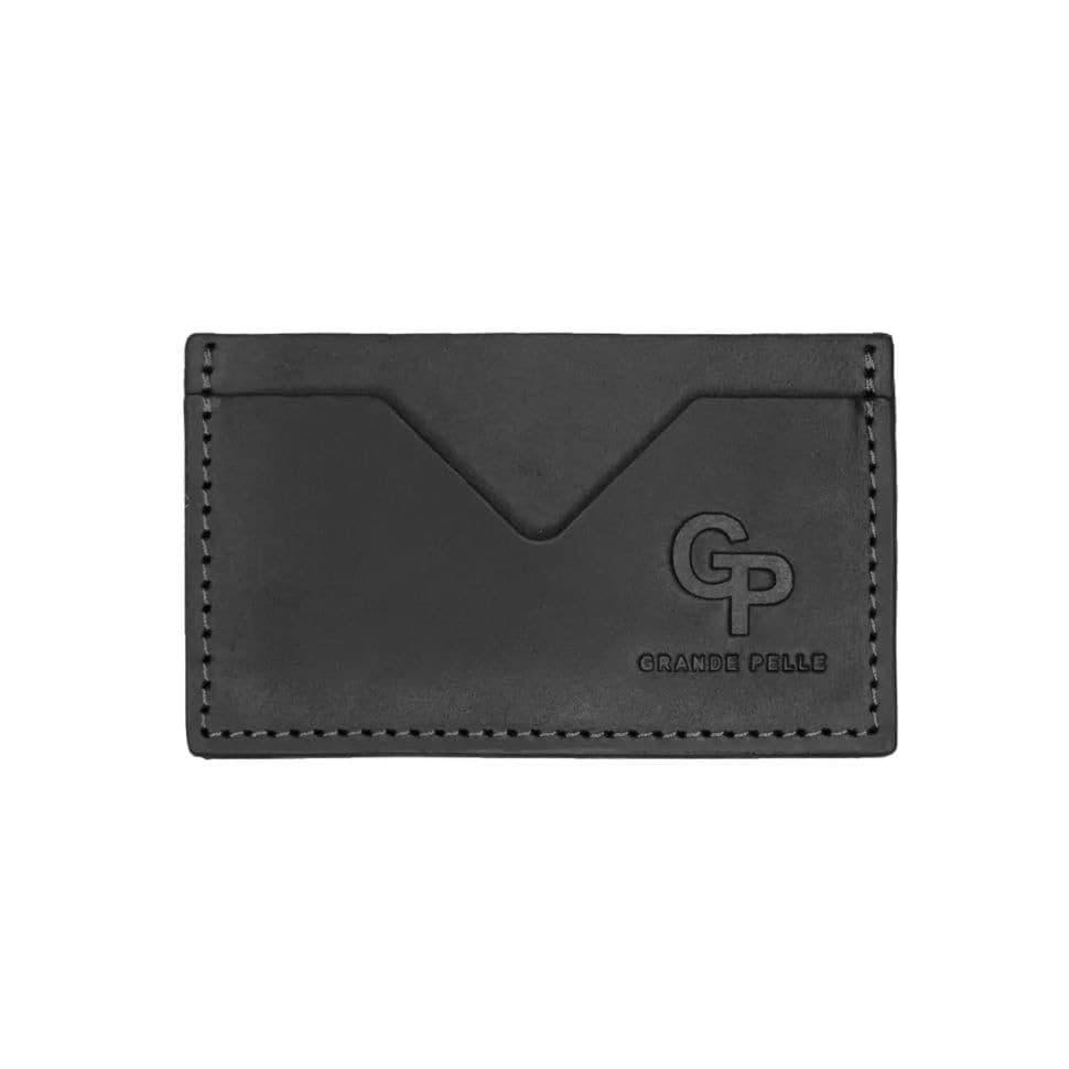 Кардхолдер Grande Pelle 300110 чорна шкіра крейзі хорс — 3
