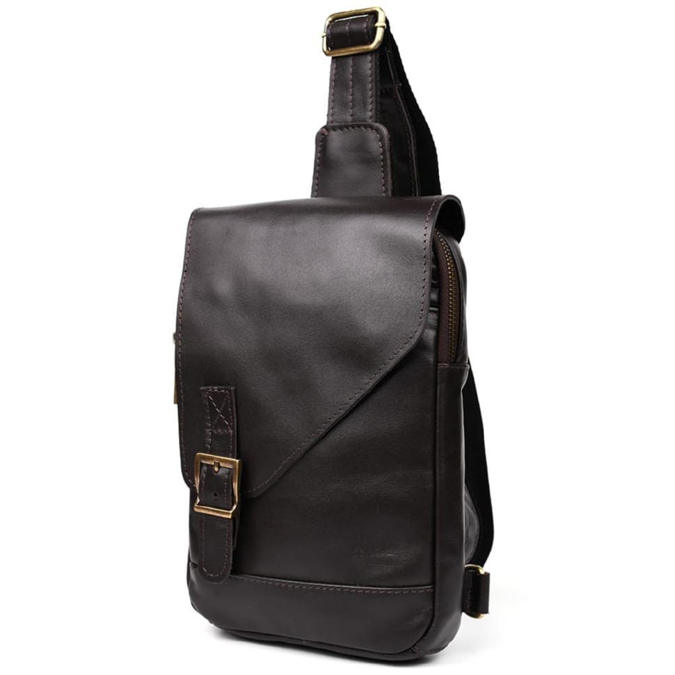 Мужской кожаный рюкзак слинг GX-6403-4lx TARWA коричневая