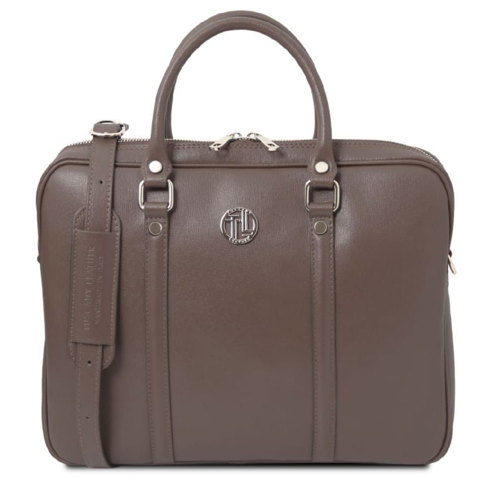 Экслюзивный портфель для ноутбука из сафьяновой кожи Prato Tuscany TL142453 (Темный серо-коричневый)