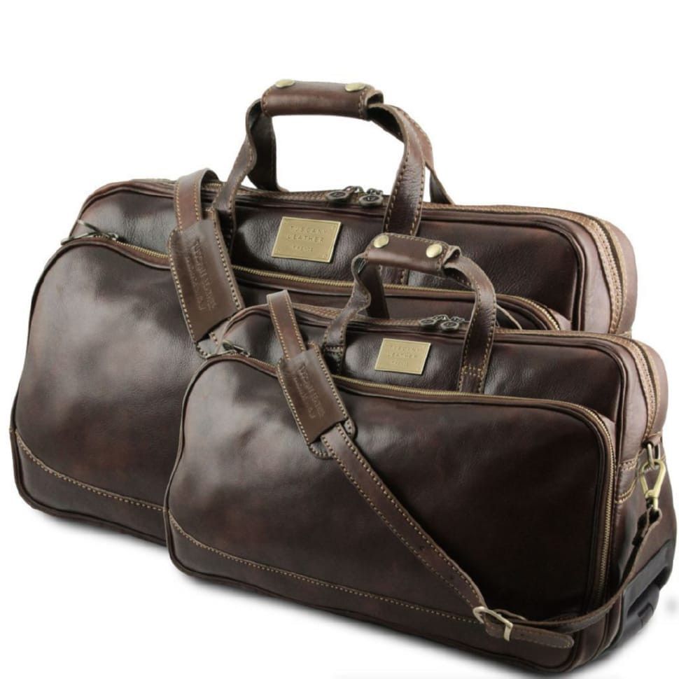 Кожаный набор сумок на колесах Tuscany Leather Bora Bora TL3072 (Темно-коричневый)
