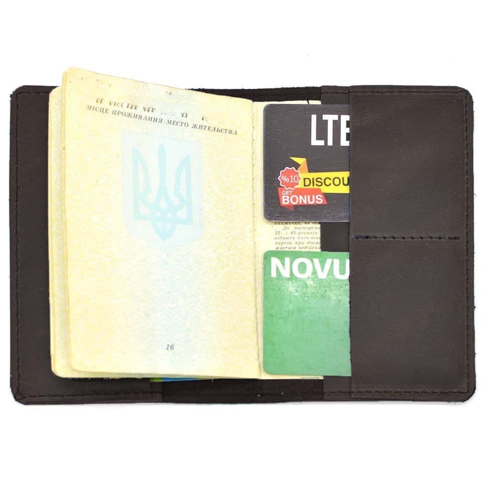 Шкіряна обкладинка на паспорт, військовий квиток TARWA RC-passp коричнева — 4