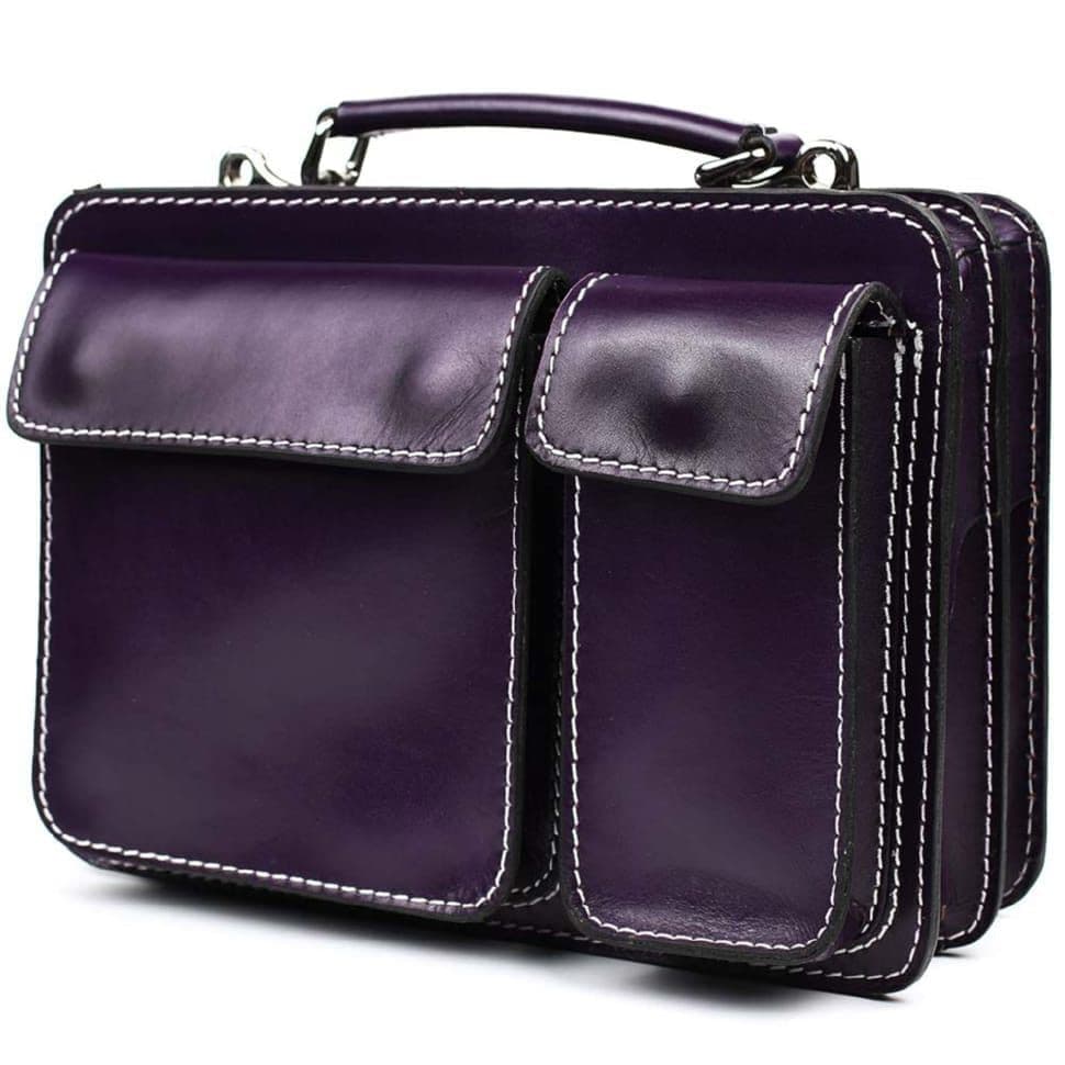 Жіночий шкіряний портфель Firenze FR7007P сливовий — 3