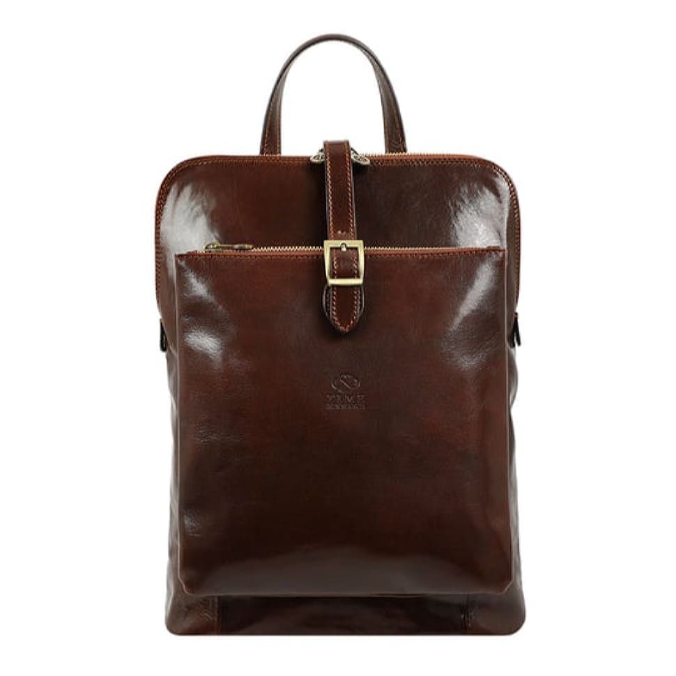 Womens Convertible Leather Backpack Shoulder Bag - Emma - Коричевый цвет - Time Resistance 5218801