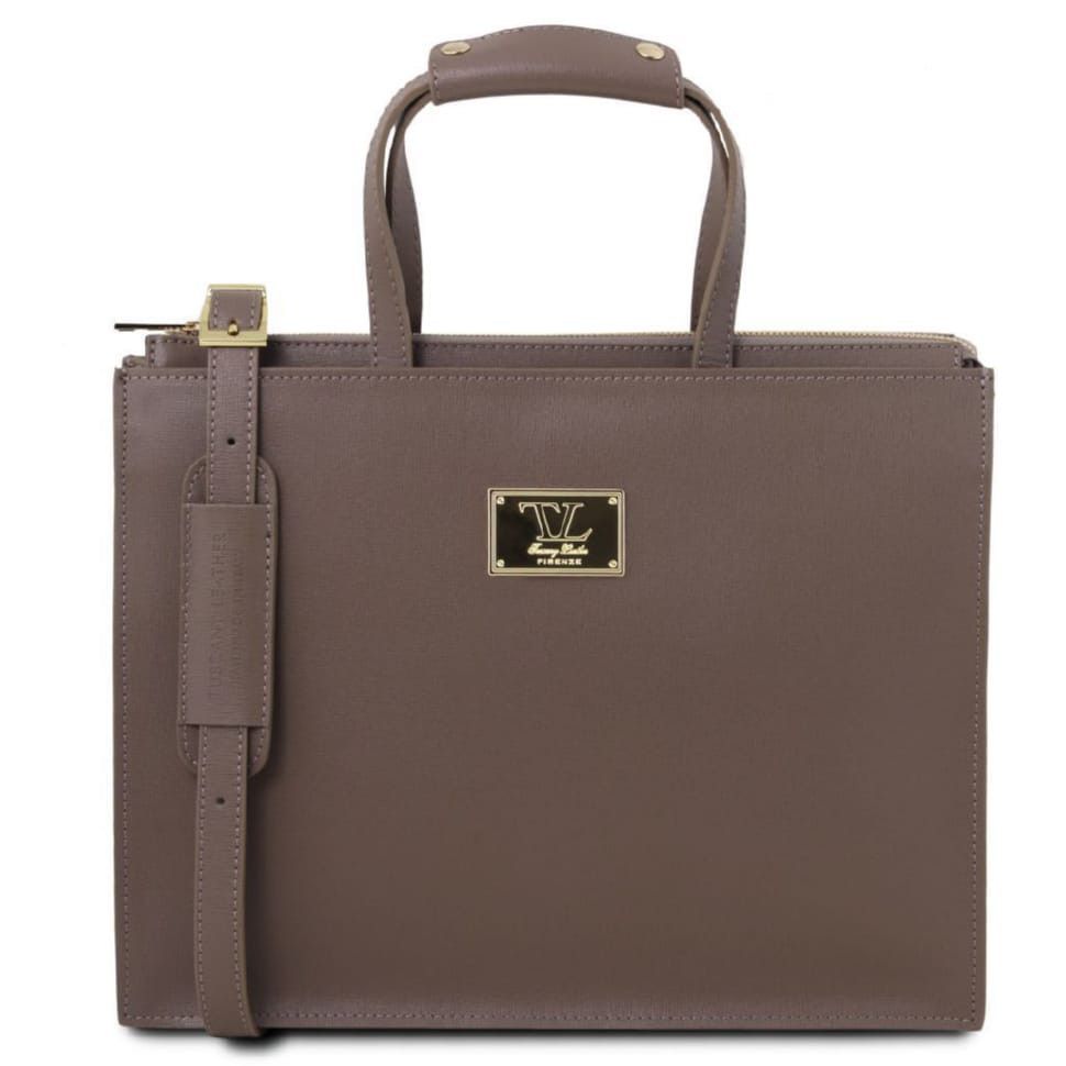 PALERMO - Женский кожаный портфель Tuscany Leather TL141369 (Темный серо-коричневый)