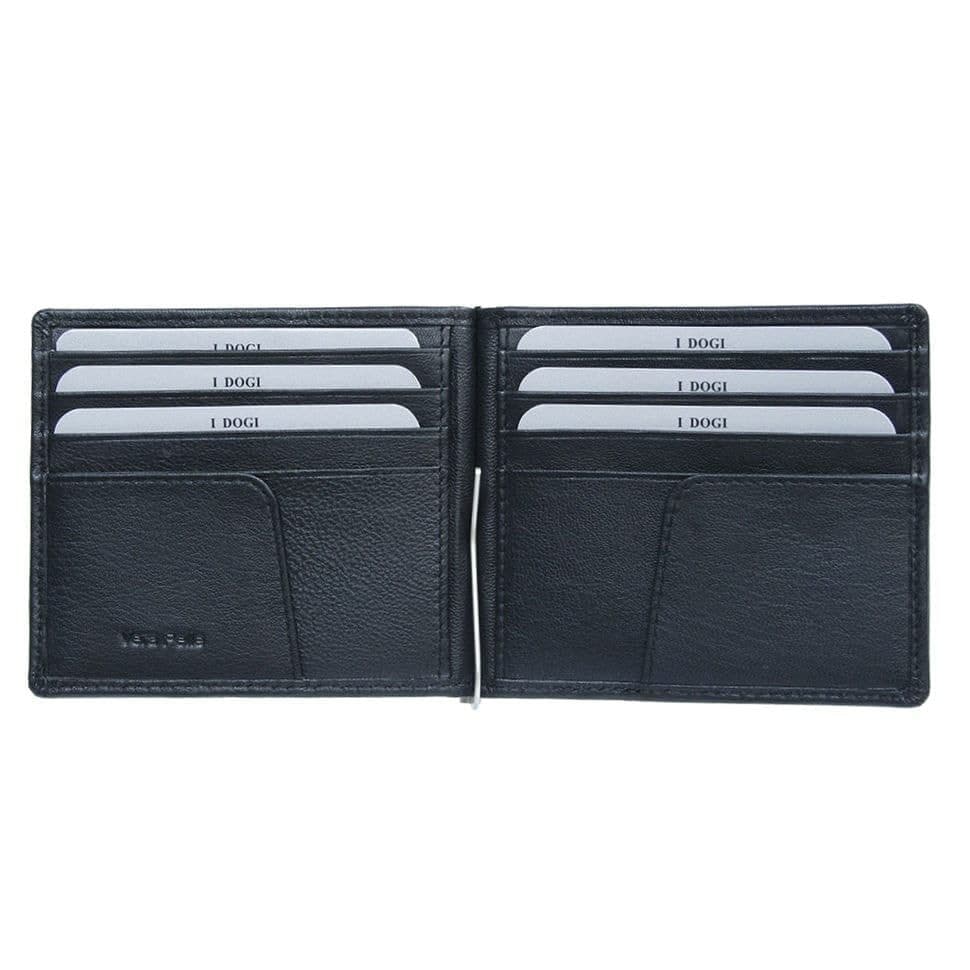 Зажим для купюр кожаный Cortina 5000 nero черный — 2