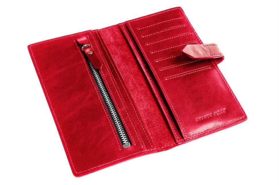 Портмоне, червоне жіноче з хлястиком Grande Pelle 524660 — 3