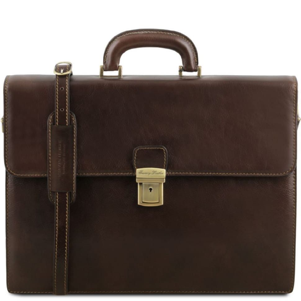 Кожаный портфель на два отделения для мужчин Tuscany Leather PARMA TL141350  (Темно-коричневый)