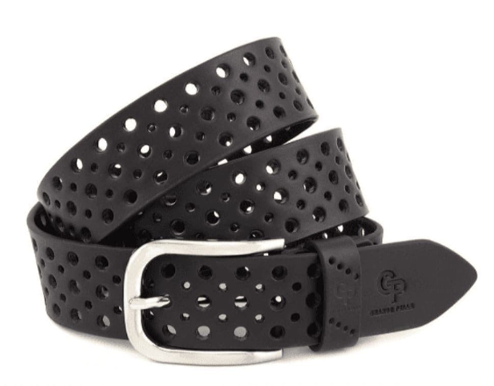 Шкіряний ремінь Casual, чорний перфорация Grande Pelle 430011208 — 3