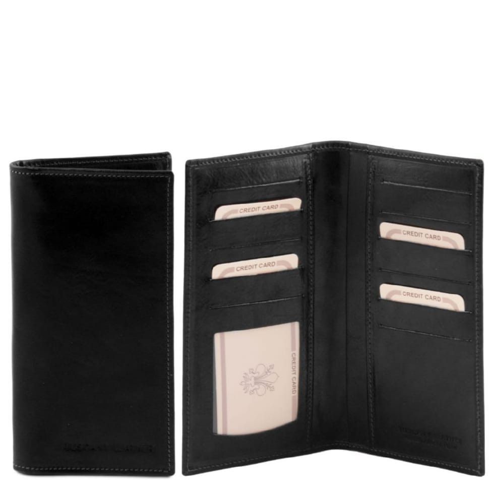 Эксклюзивный вертикальный кожаный кошелек бифолд  Tuscany Leather TL140784 (Черный)