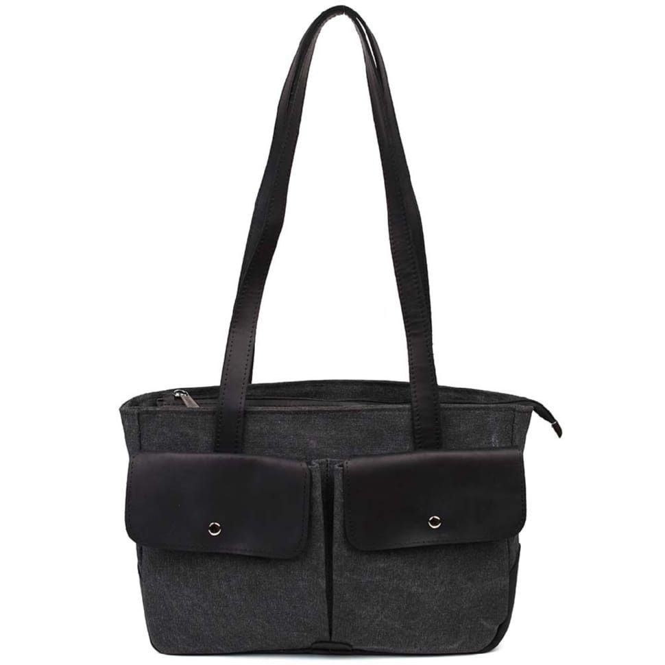 Женская сумка тоут из канвас и кожи TARWA RAg-3930-3md с передними карманами