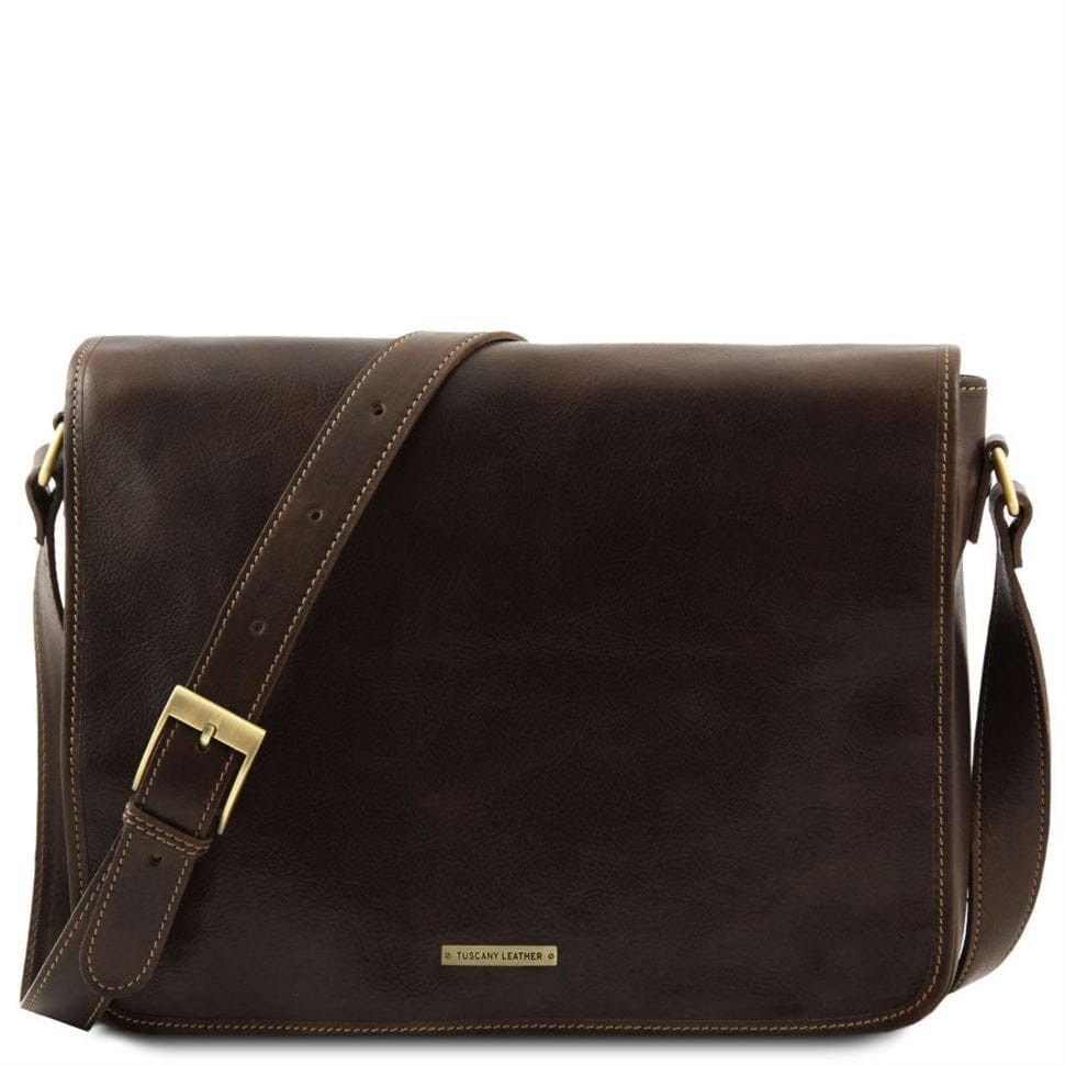 Мужской кожаный мессенджер Tuscany Leather Messenger Double TL90475 (Темно-коричневый)