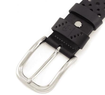 Шкіряний ремінь Casual, чорний перфорация Grande Pelle 430011208 — 2