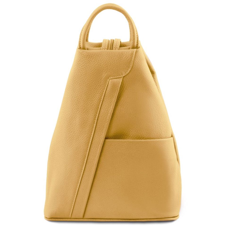 Кожаный мягкий итальянский рюкзак TL141881 Shanghai Tuscany (Pastel yellow)