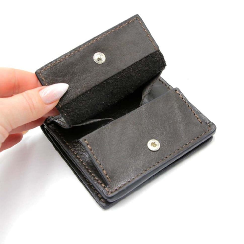 Мужское кожаное портмоне коричневое Grande Pelle 538420 с монетницей — 4
