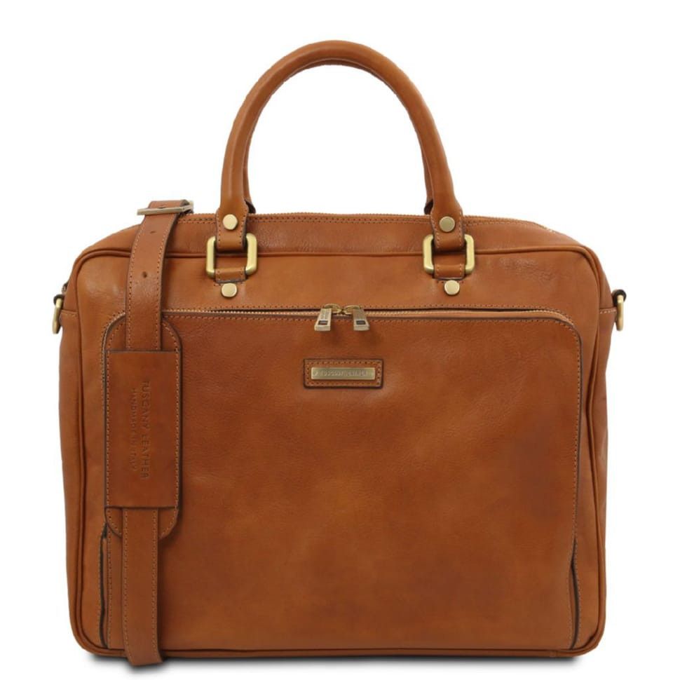 Pisa Кожаный портфель для ноутбука с передним карманом Tuscany TL142427 (Телесный)
