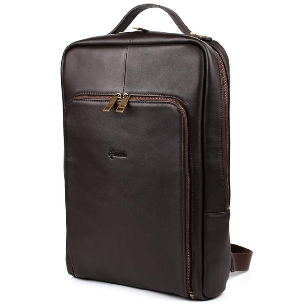 Шкіряний рюкзак для ноутбука 15" дюймов GC-1240-4lx у коричневому кольорі — 3