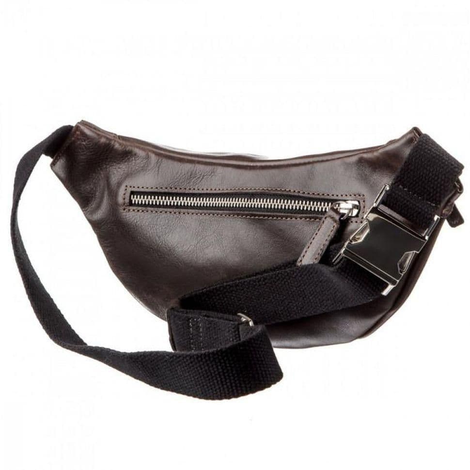 Шкіряна сумка на пояс бананка Grande Pelle 741620 коричнева — 4