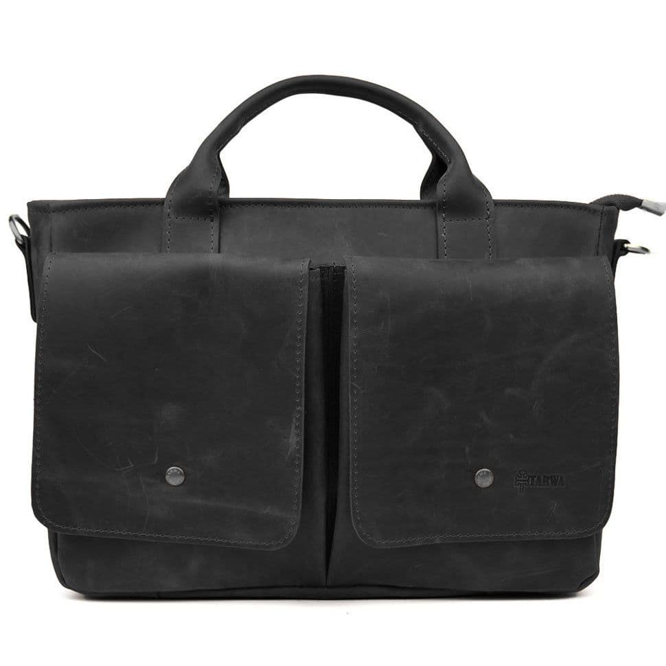 Сумка-портфель чоловіча на плече з ручками TARWA чорний RА-3990-3md — 4
