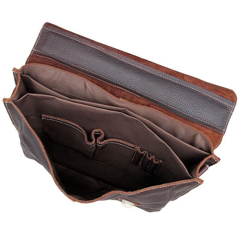 Мужской кожаный портфель, сумка для ноутбука, коричневая 7090R — 2