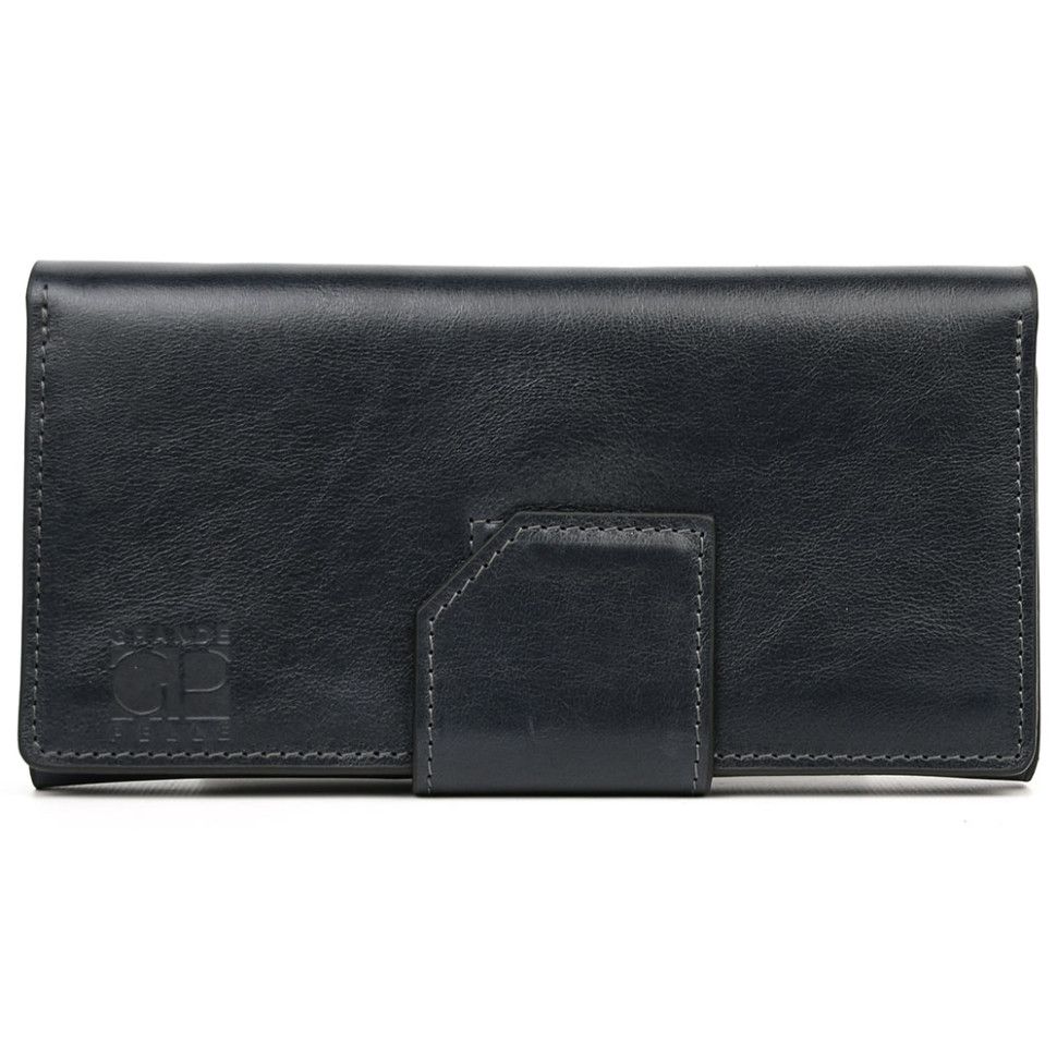 Портмоне Grande Pelle 533670 глянцевая кожа синее
