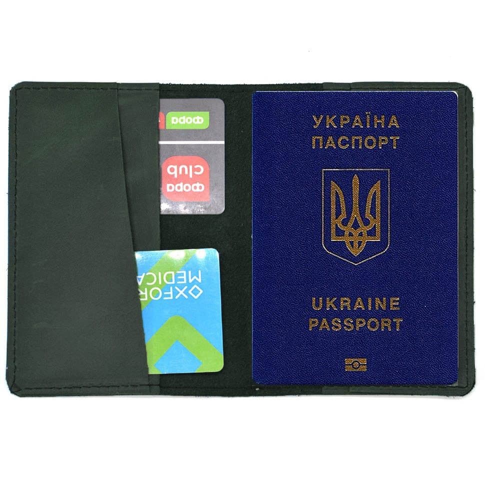Шкіряна обкладинка на паспорт, військовий квиток TARWA RE-passp зелена — 2