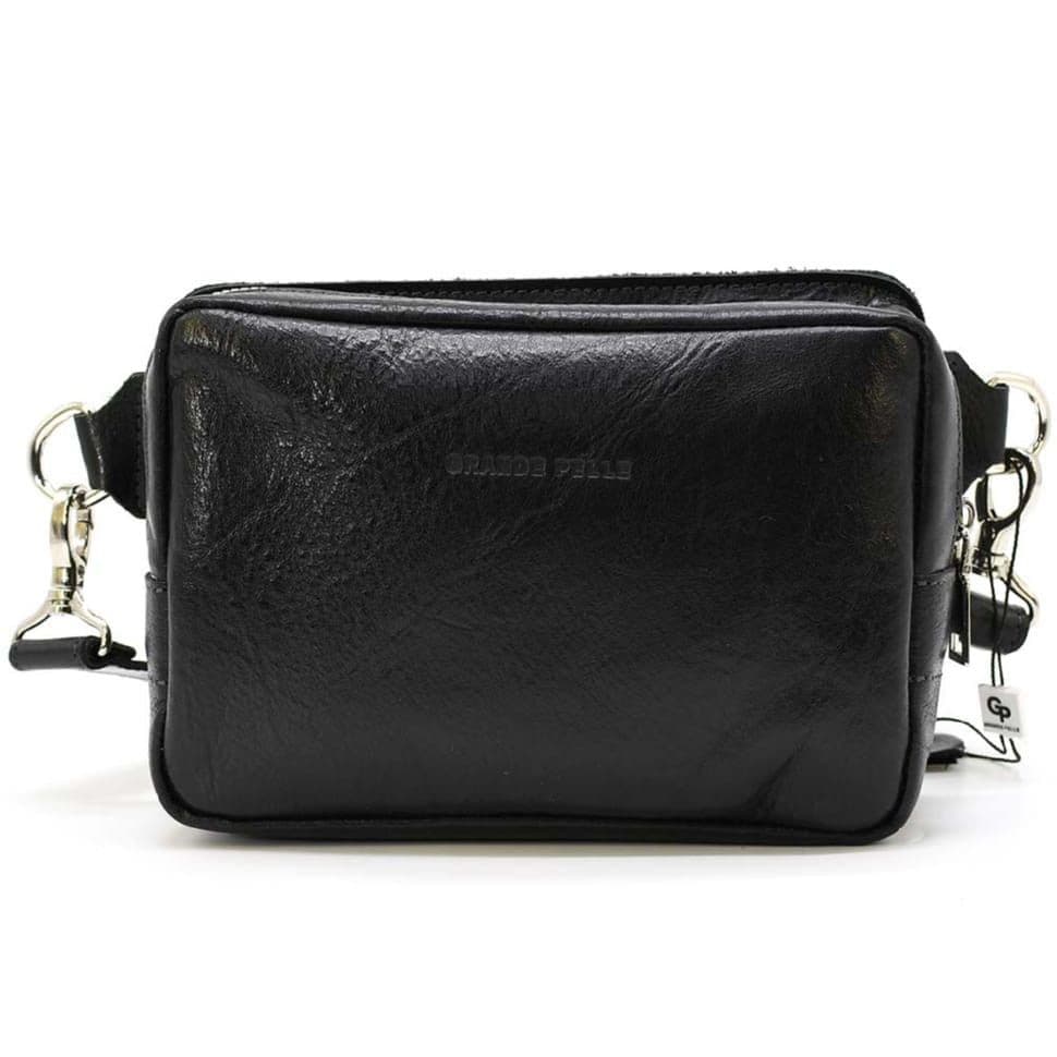 Шкіряна поясна сумка Grande Pelle 740410 чорна — 3