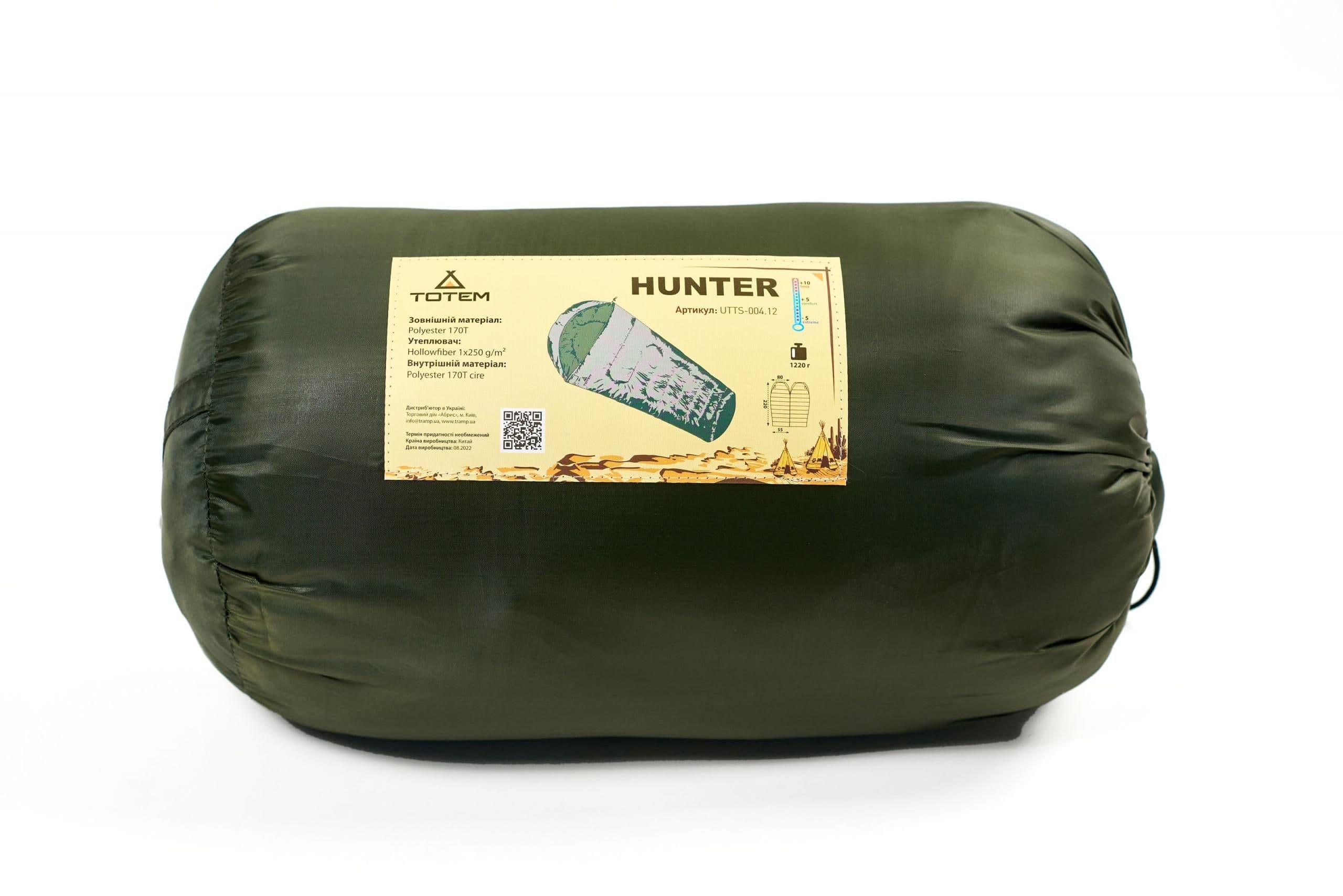 Спальний мішок Totem Hunter кокон лівий olive 220/80-55 UTTS-004 — 2