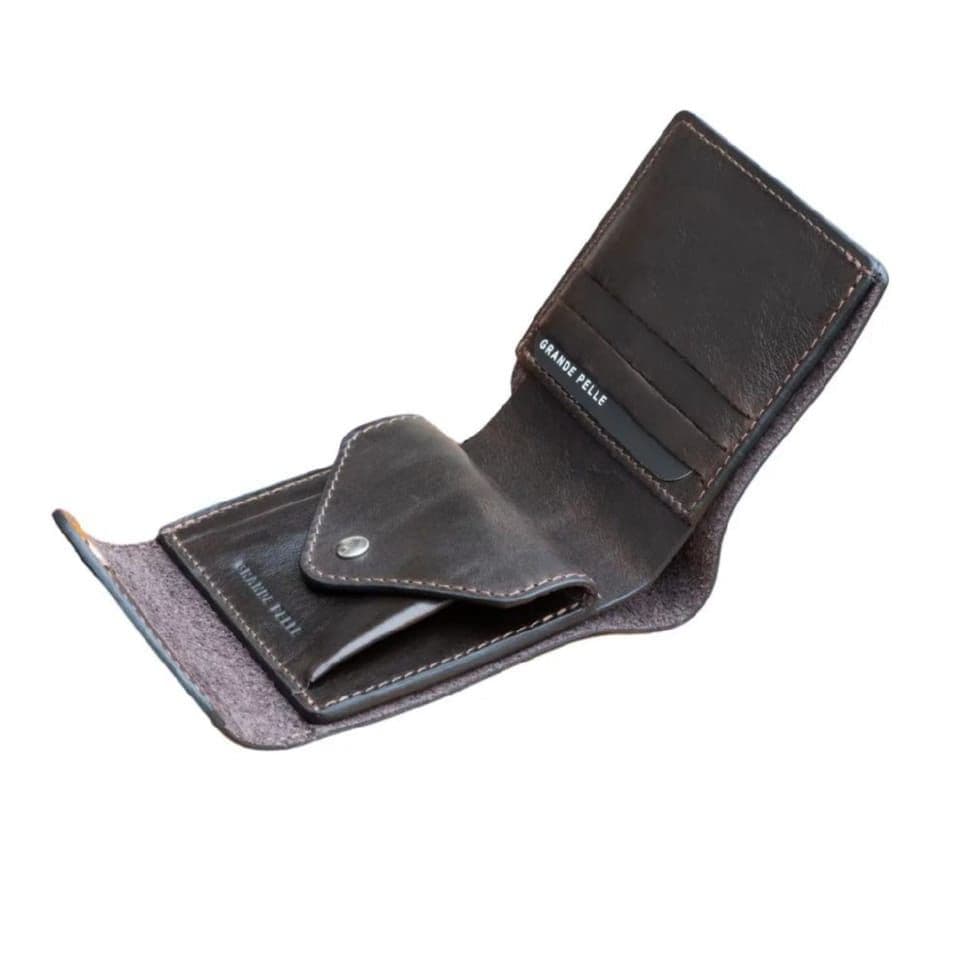 Мужское кожаное портмоне коричневое Grande Pelle 546620 — 4