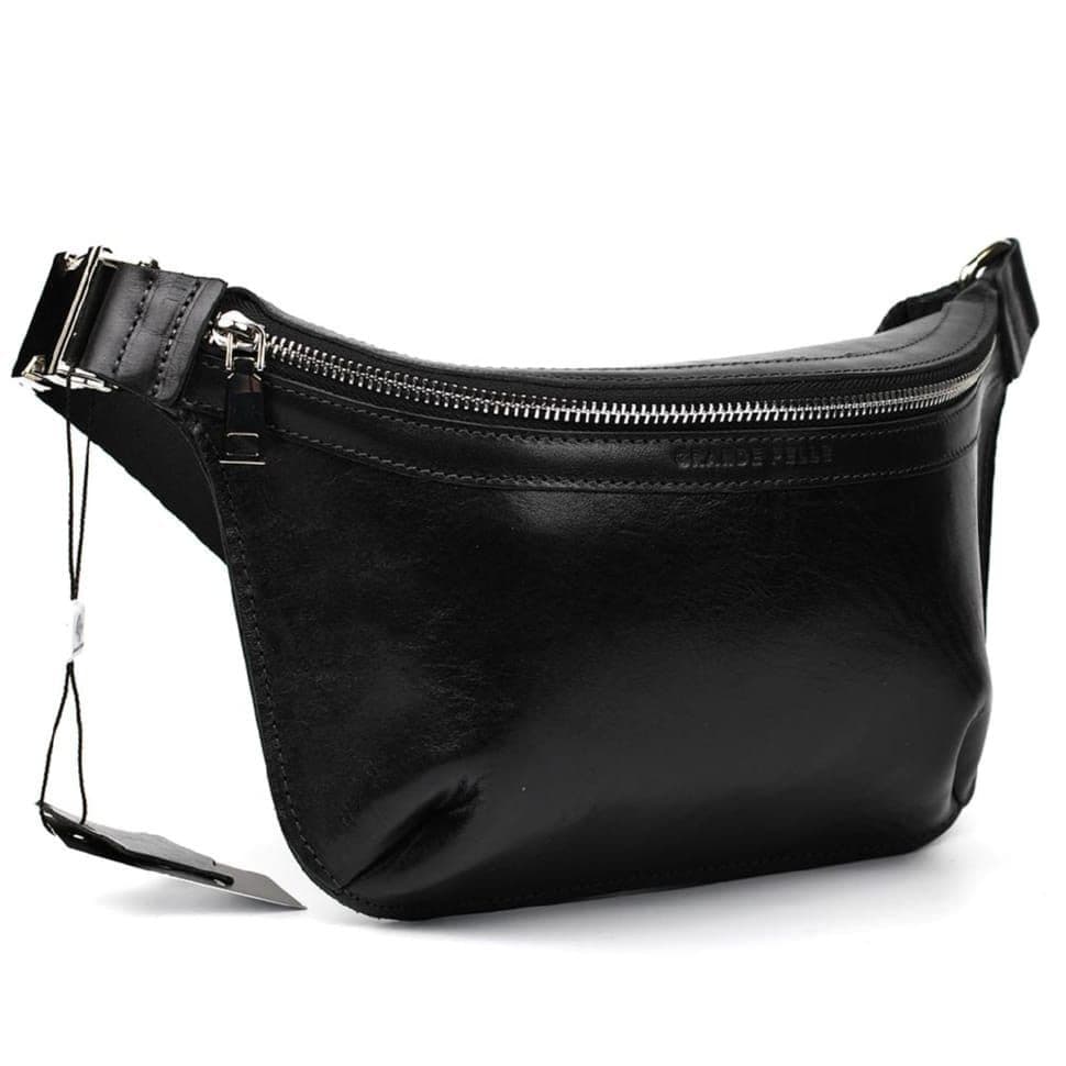 Шкіряна поясна сумка Grande Pelle 743610 чорна — 3