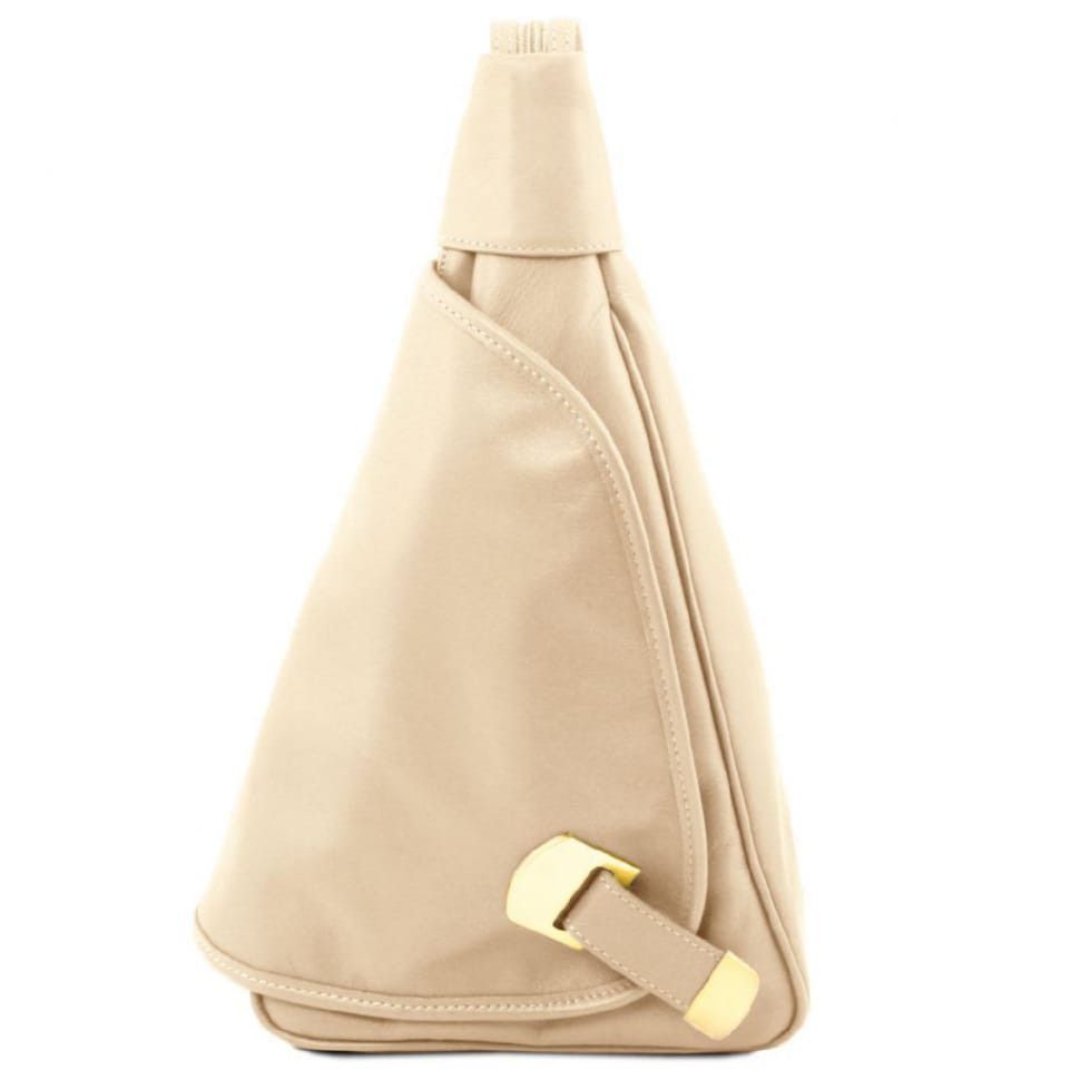 Кожаный рюкзак на одно плечо Tuscany Leather Hanoi TL140966 (Бежевый)