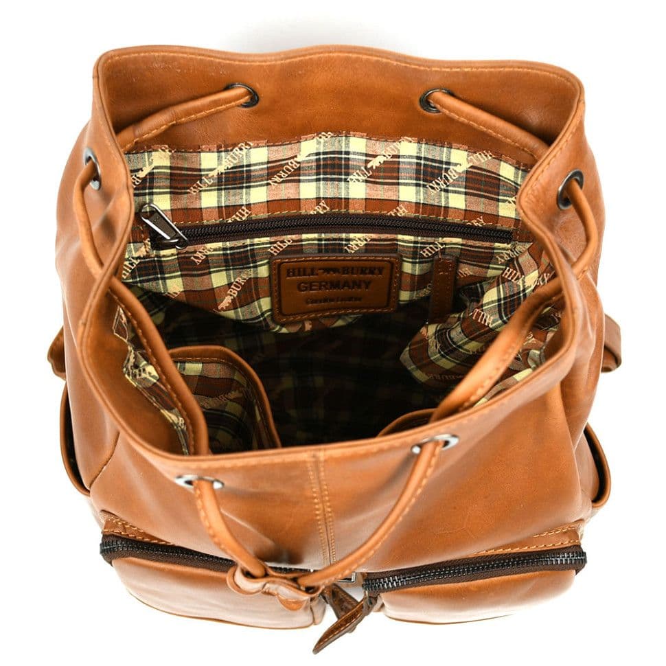 Городской кожаный рюкзак HILL BURRY HB4066B рыжий — 2