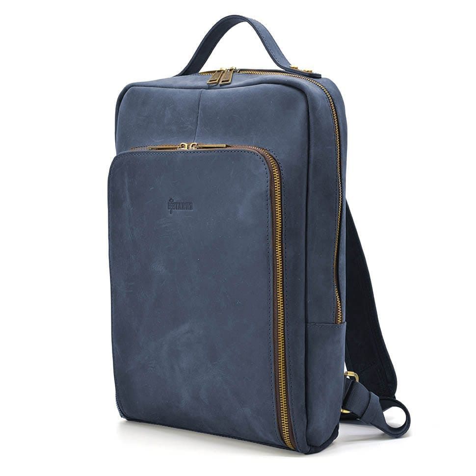Кожаный рюкзак для ноутбука 14" RK-1239-4lx TARWA синий crazy horse