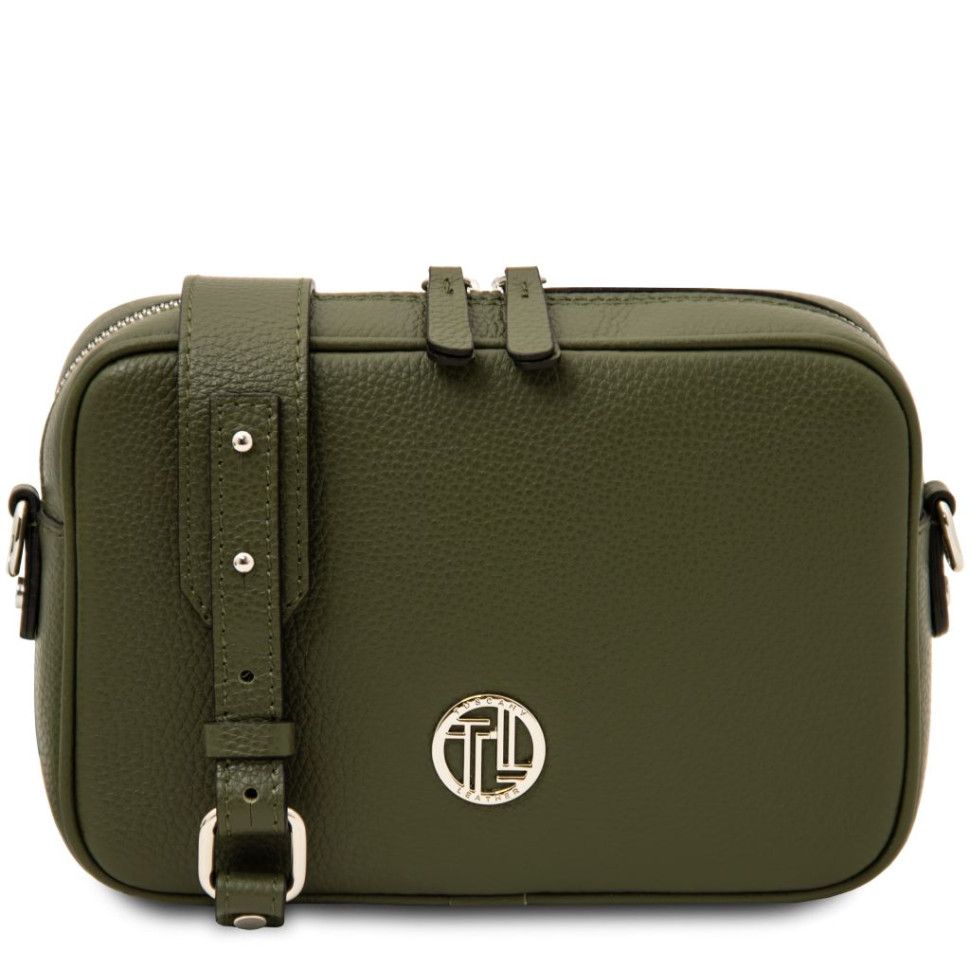 Итальянская кожаная сумка через плечо женская Cubetto Tuscany TL142499 (Forest Green)