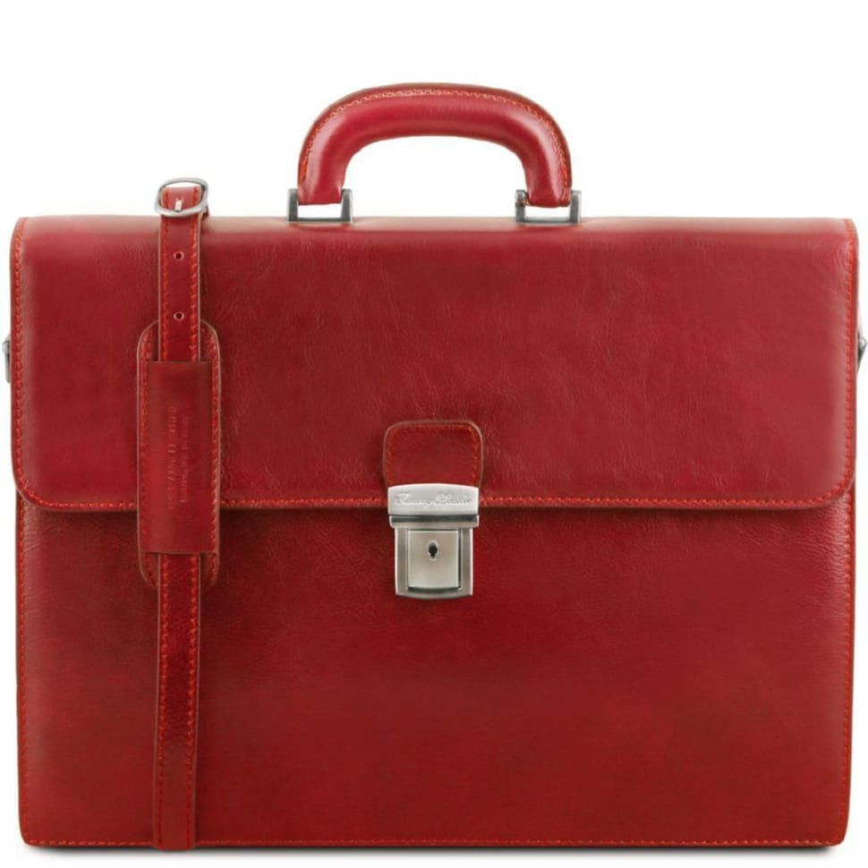 Кожаный портфель на два отделения для мужчин Tuscany Leather PARMA TL141350  (Красный)